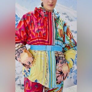 NWT- FARM RIO Mixed Scarves Ski Puffer Jacket- Size M